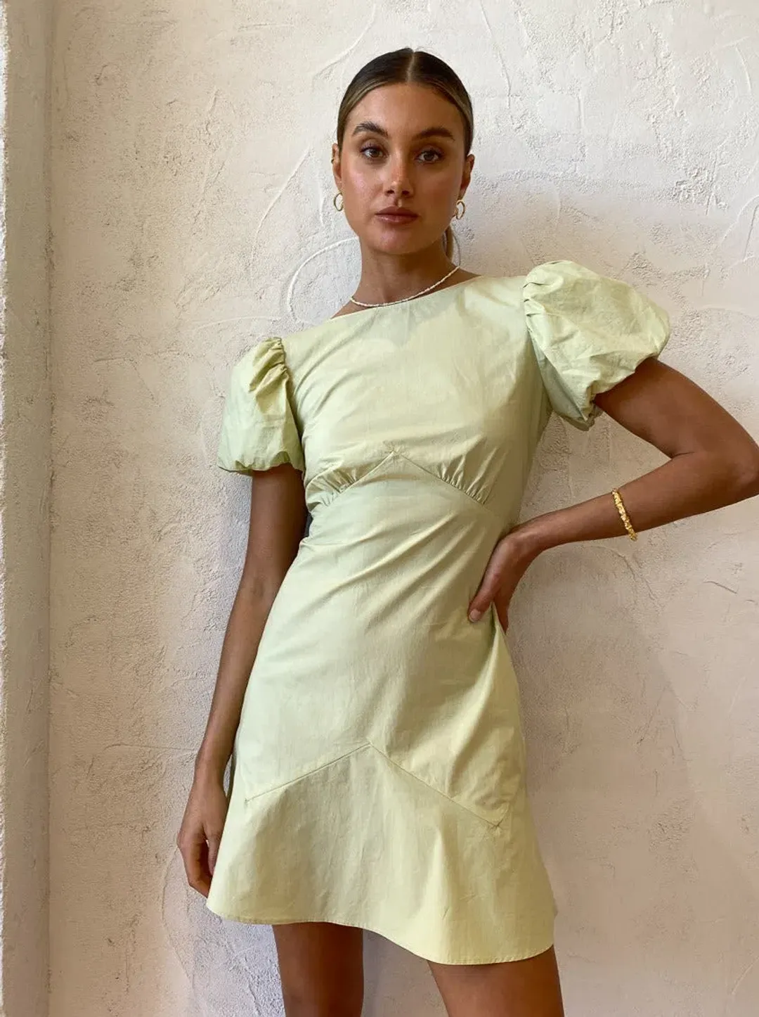 Sir The Label Panelled Mini Dress Pistachio Size 1 / AU 8 for rent on The Volte - main image