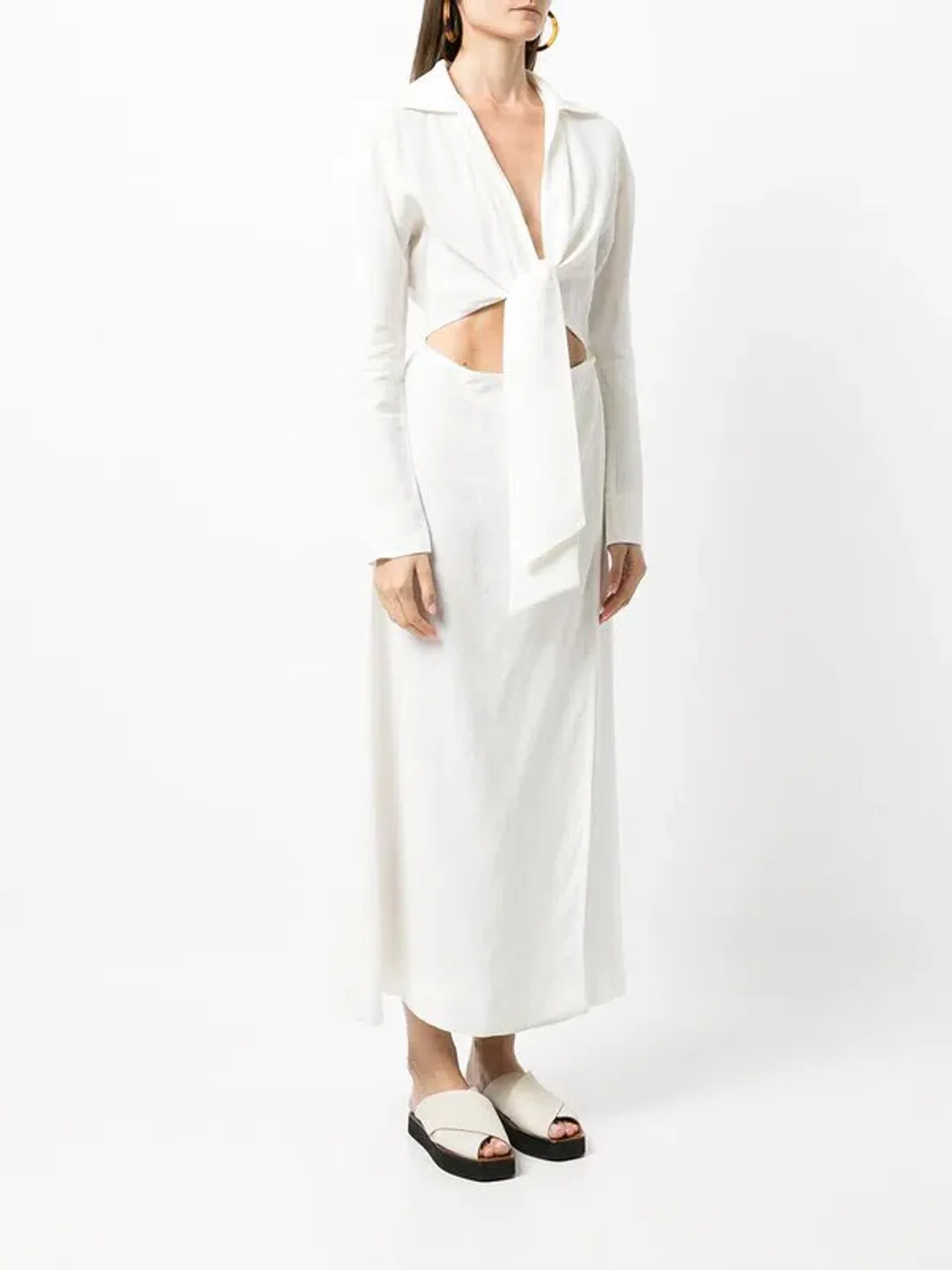 Sir The Label Clemence Long Sleeve Wrap Dress Ivory  Size 0/AU 6 for rent on The Volte - main image