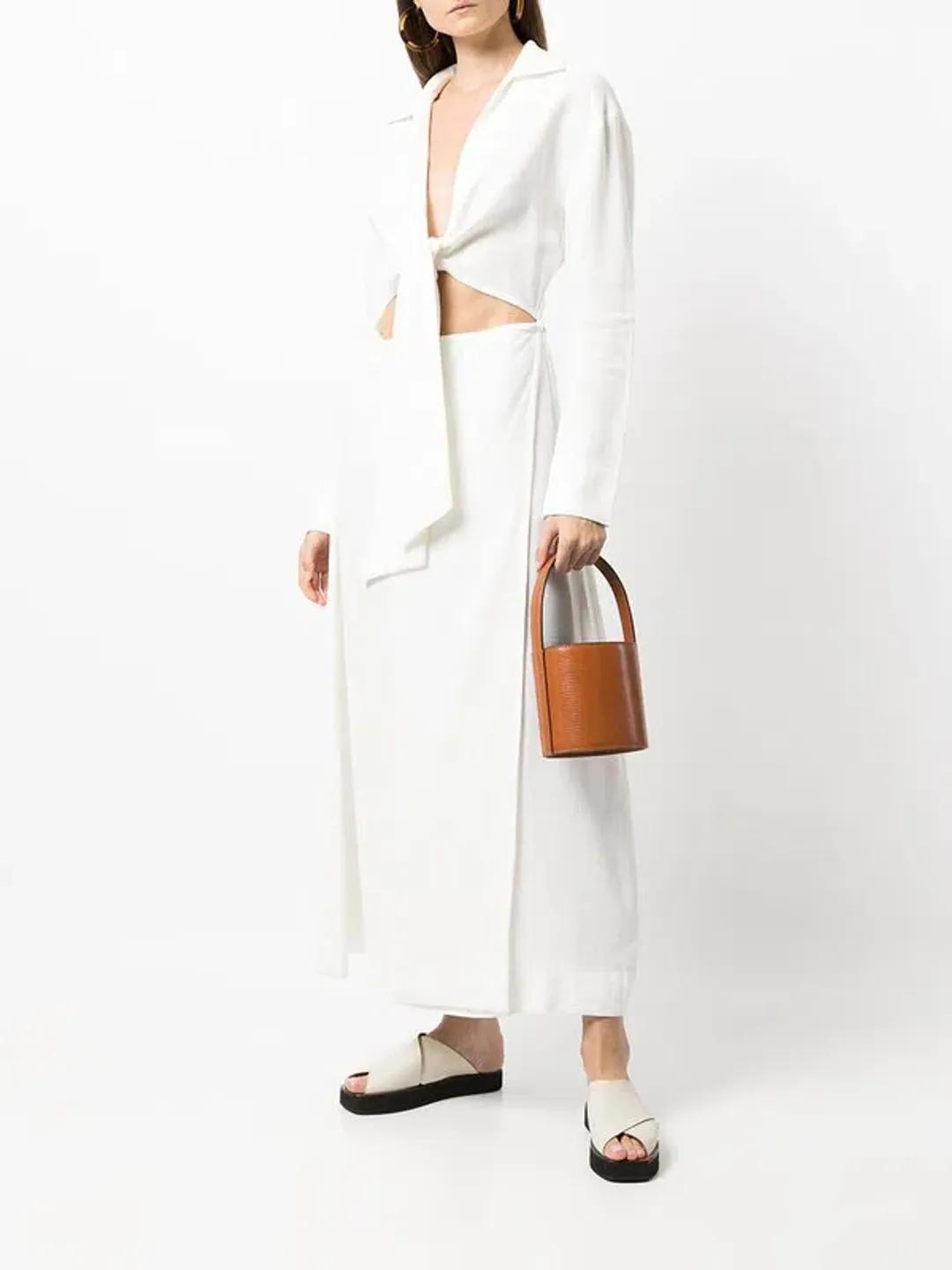 Sir The Label Clemence Long Sleeve Wrap Dress Ivory Size 1/AU 8 for rent on The Volte - main image