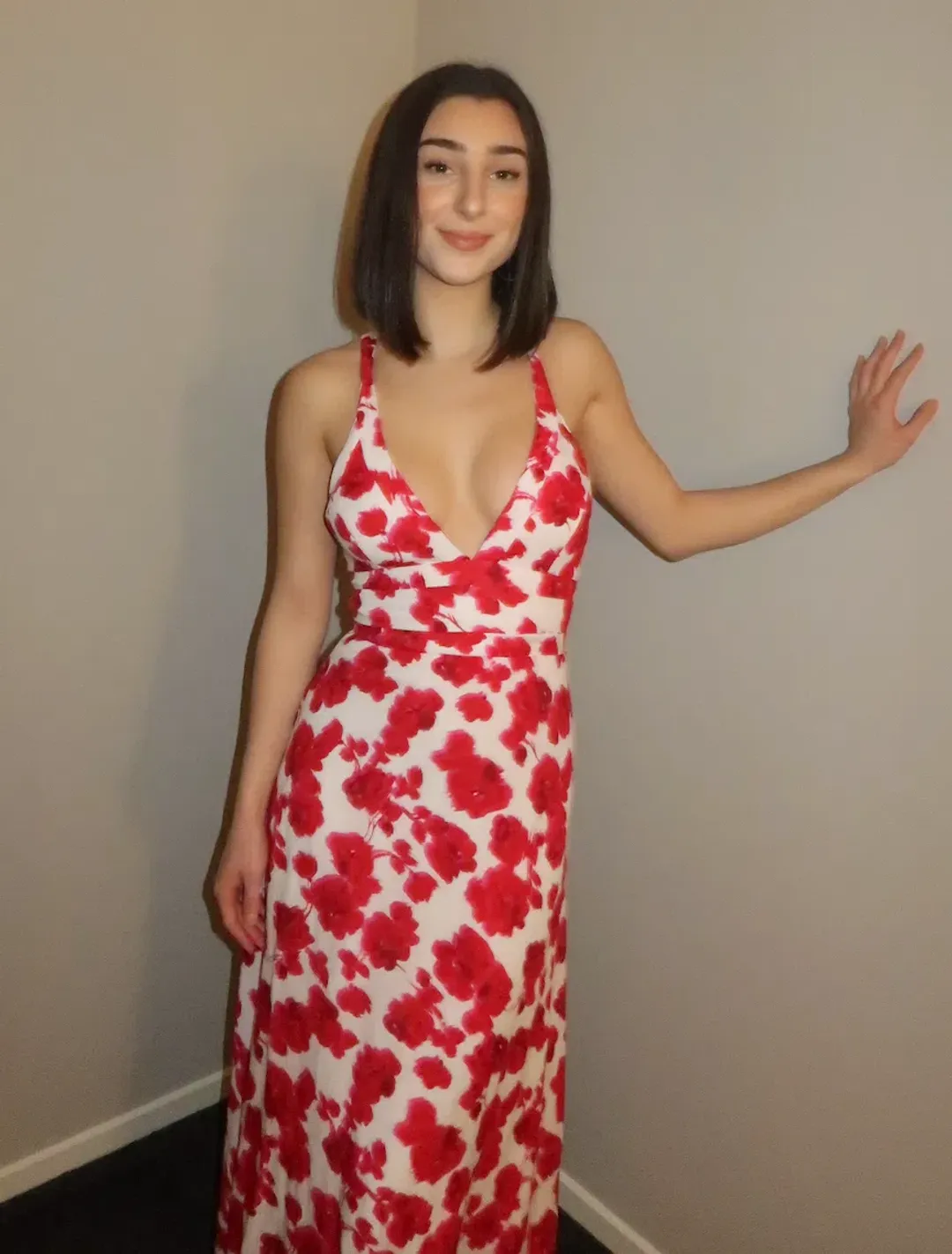Kookai Bonita Vee Dress Red Floral Size XS / AU 6 for rent on The Volte - main image