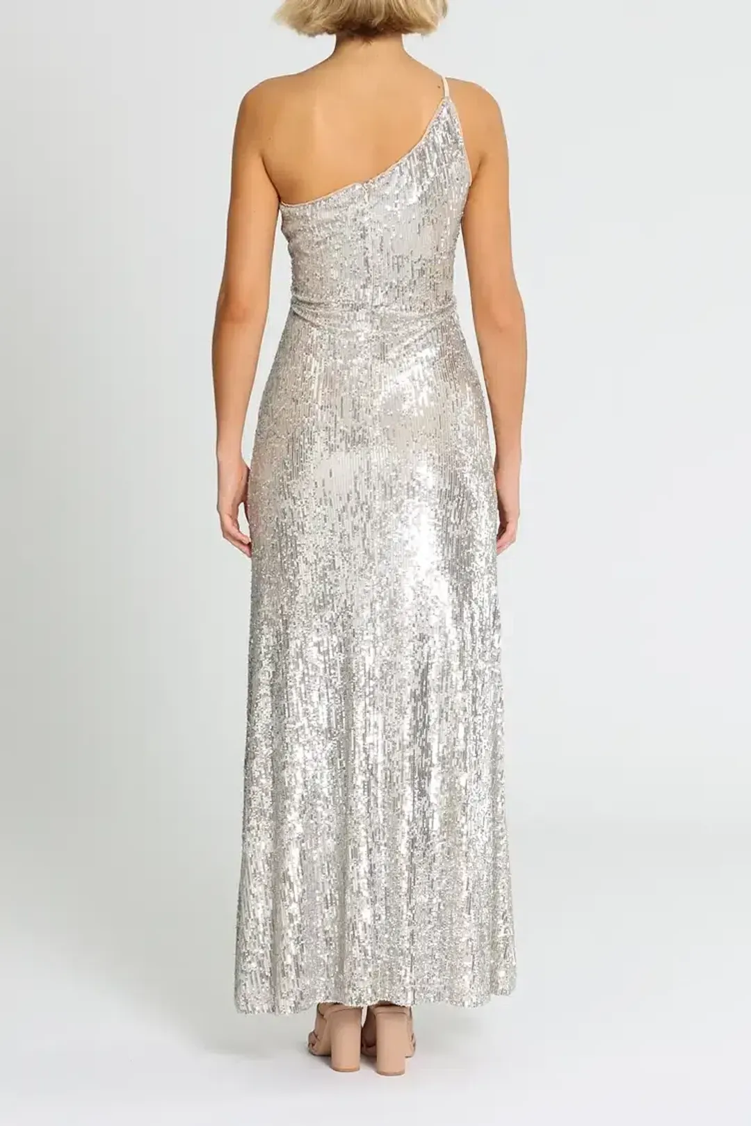 Montique Elle Sequin Mink Gown in Mink Size 14 for rent on The Volte - main image
