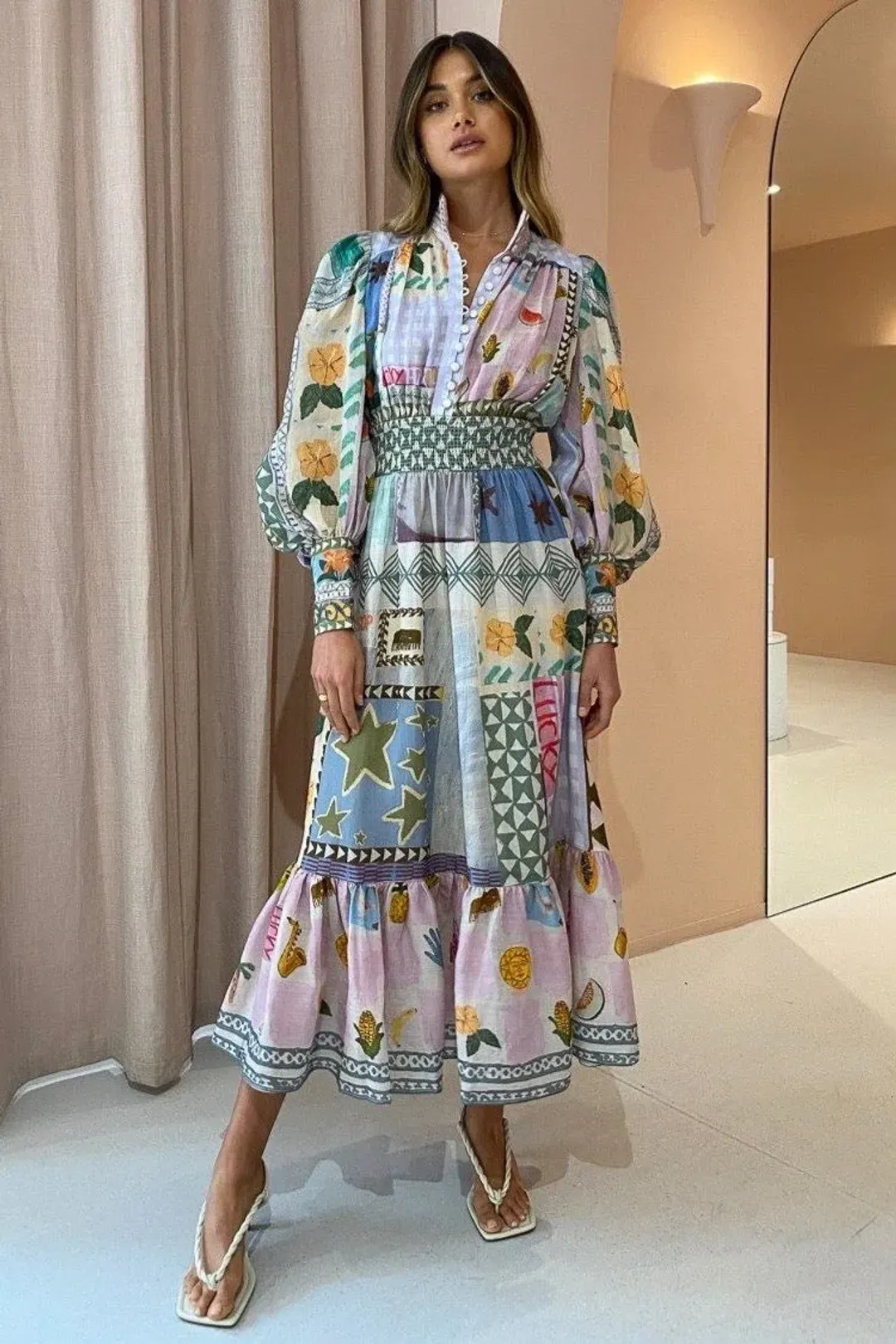 Alemais Emma Gale Shirtdress Multi Size 12 for rent on The Volte - main image