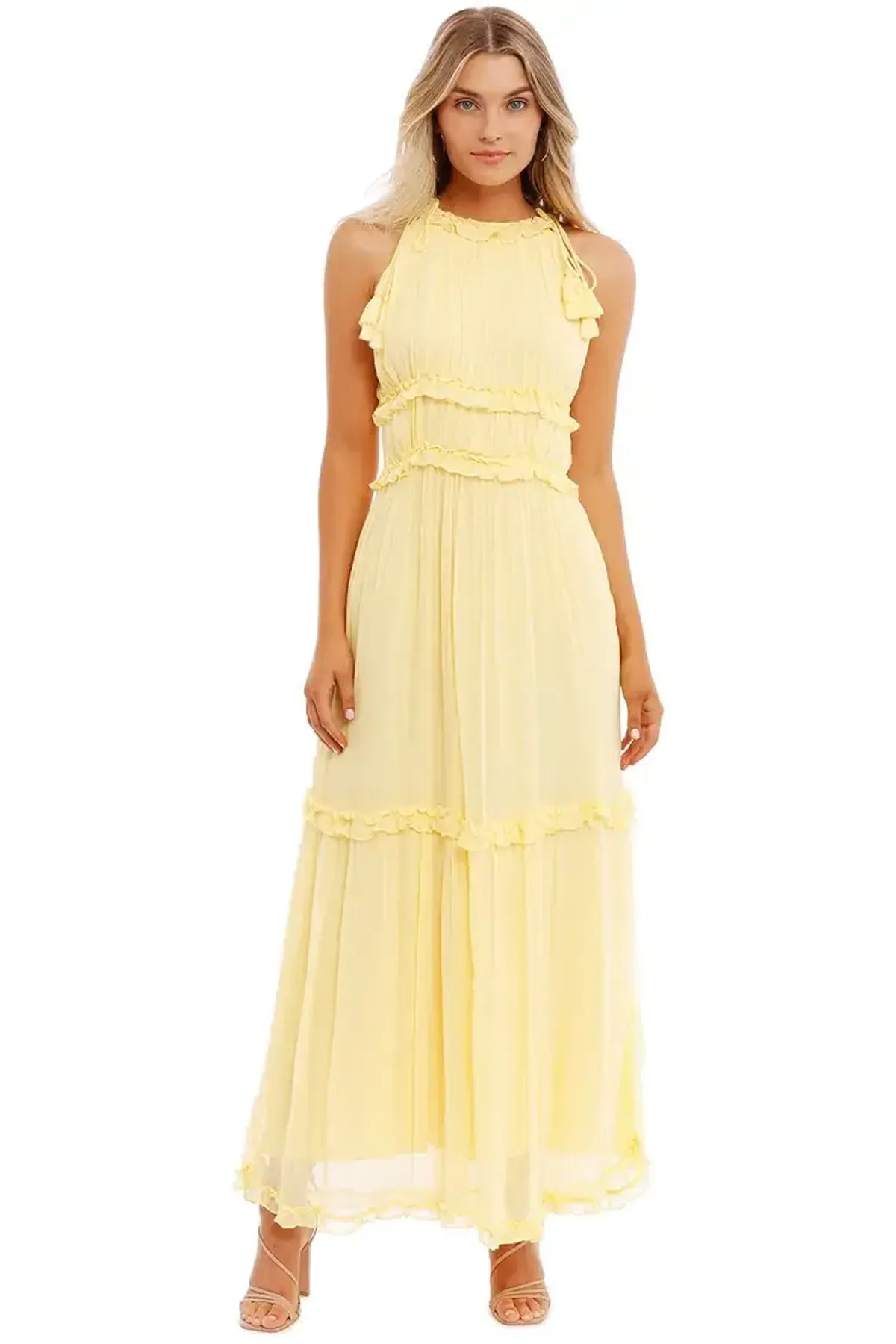Ministry of Style Vintage Dreams Midi Dress in Butter Size 8 for rent on The Volte - main image
