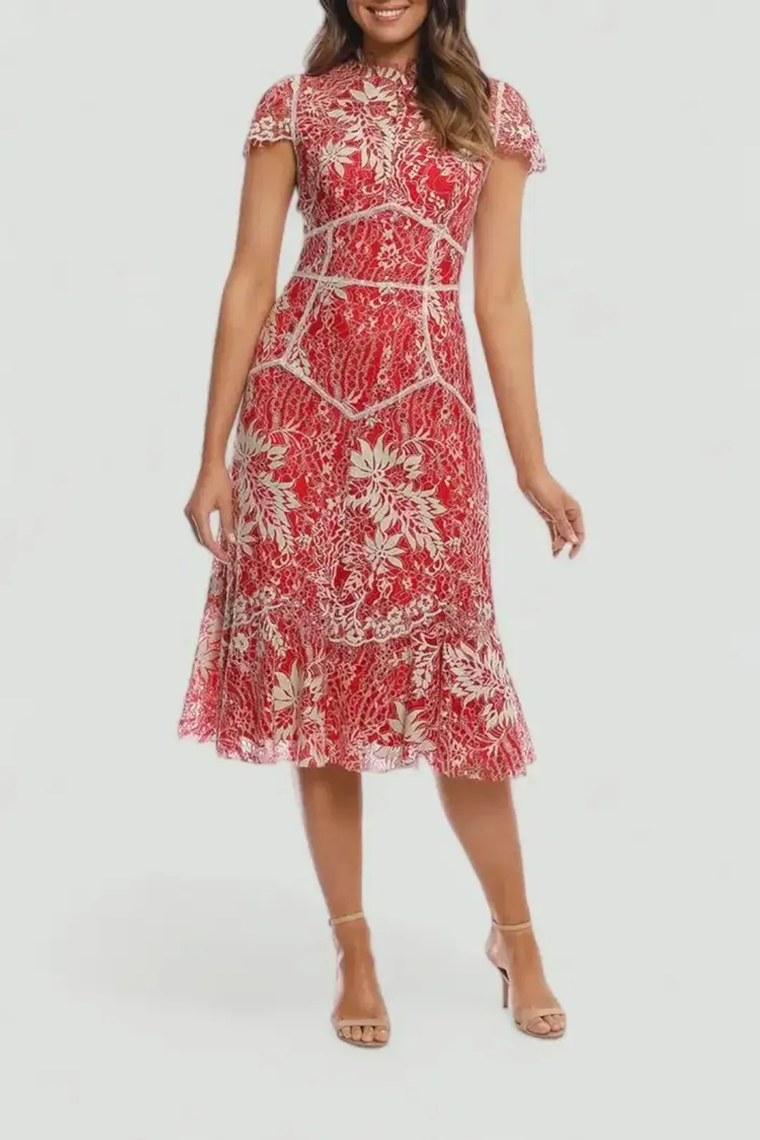 Moss and Spy Annika High Neck Dress Red Size 8 for rent on The Volte - main image