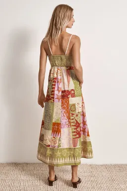 Mon Renn Covve Patchwork Midi Dress Multi Size 12 for rent on The Volte - image 2