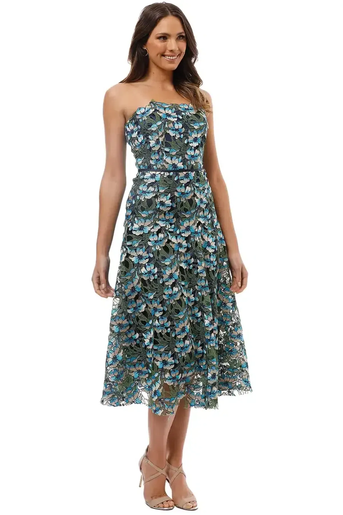 Moss and Spy Gardenia Strapless Dress Floral Size 12 for rent on The Volte - main image