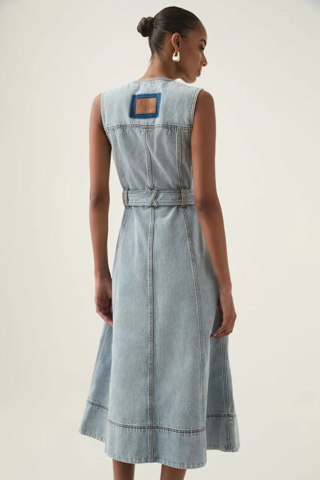 Aje Aura Denim Midi Dress Size 8 for rent on The Volte - main image