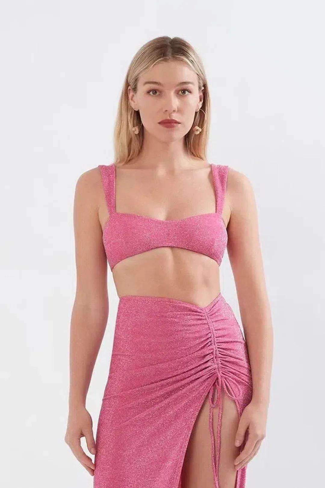 Sonya Moda Issa Top & Ruched Maxi Skirt Set in Pink Size 6 for rent on The Volte - main image