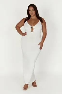 Meshki Maia Pointelle Kint Maxi Dress White Size AU 8 for rent on The Volte - image 1