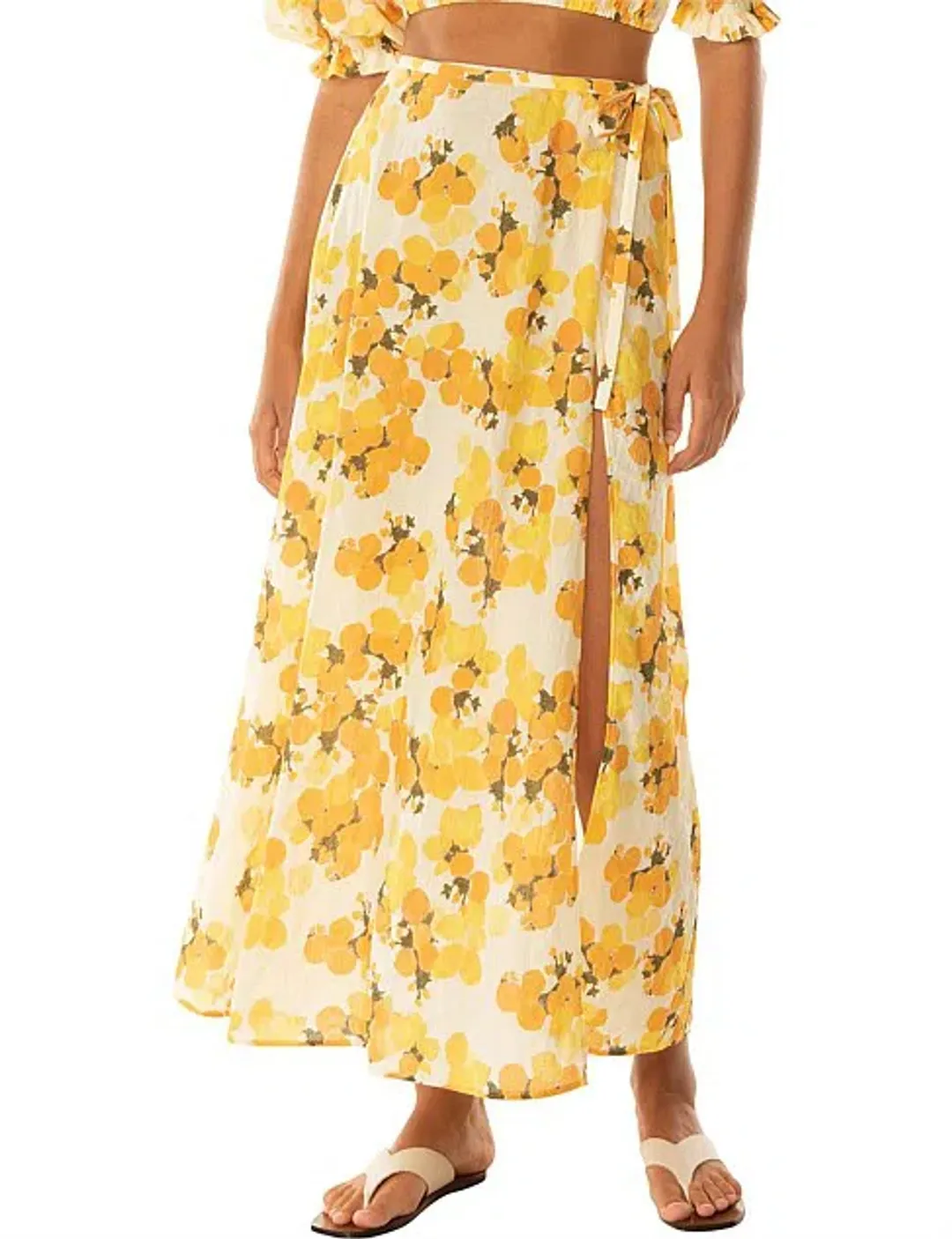 Peony Vacation Crop Top and Wrap Skirt Set Citrus Size AU 6 for rent on The Volte - main image