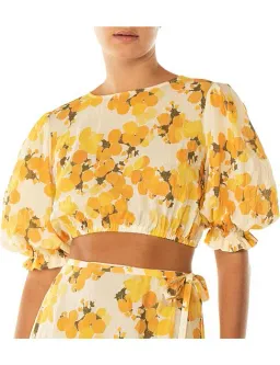 Peony Vacation Crop Top and Wrap Skirt Set Citrus Size AU 6 for rent on The Volte - image 2