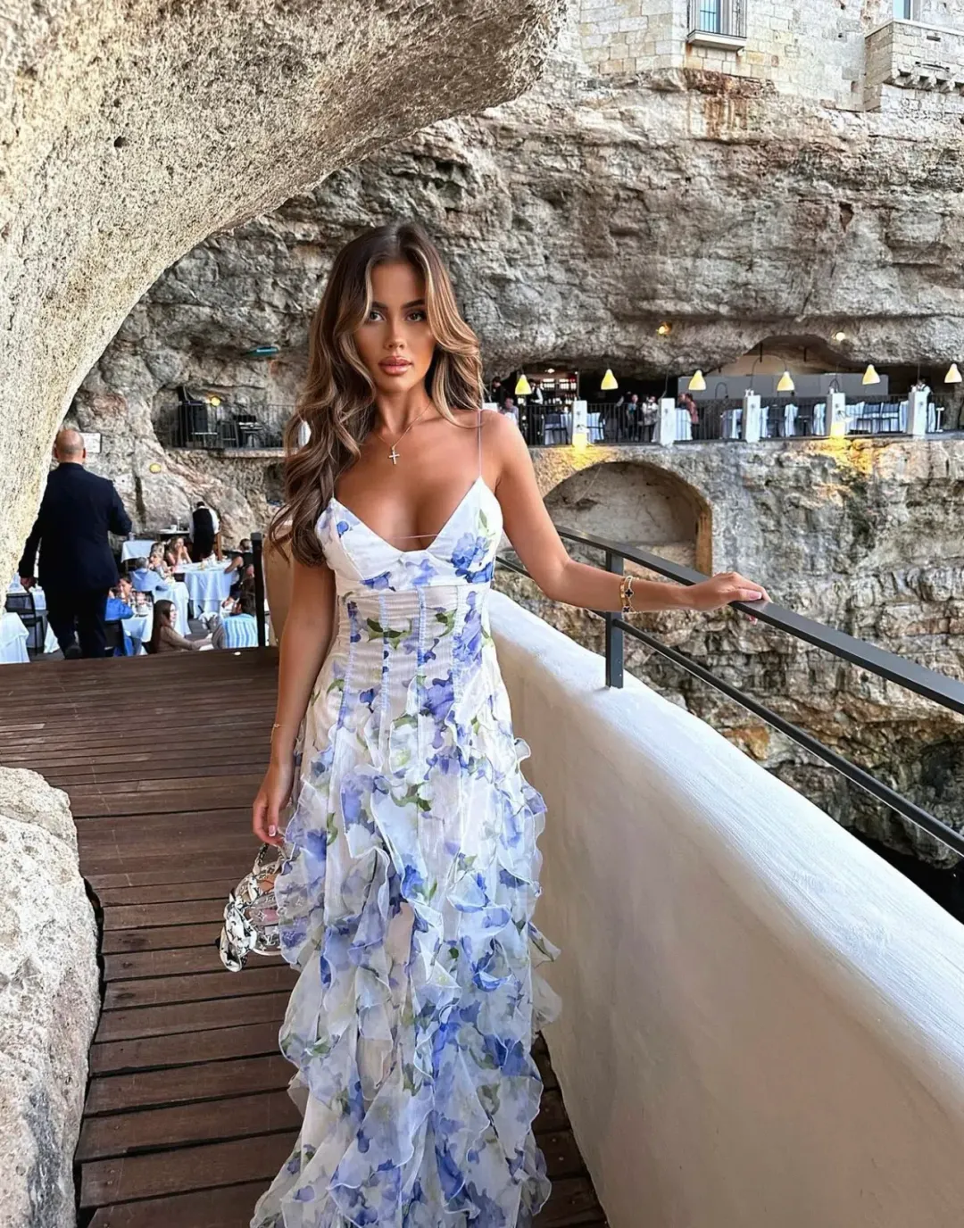 Menti Iris Flower Maxi Dress Blue Roses Size XS / AU 6 for rent on The Volte - main image