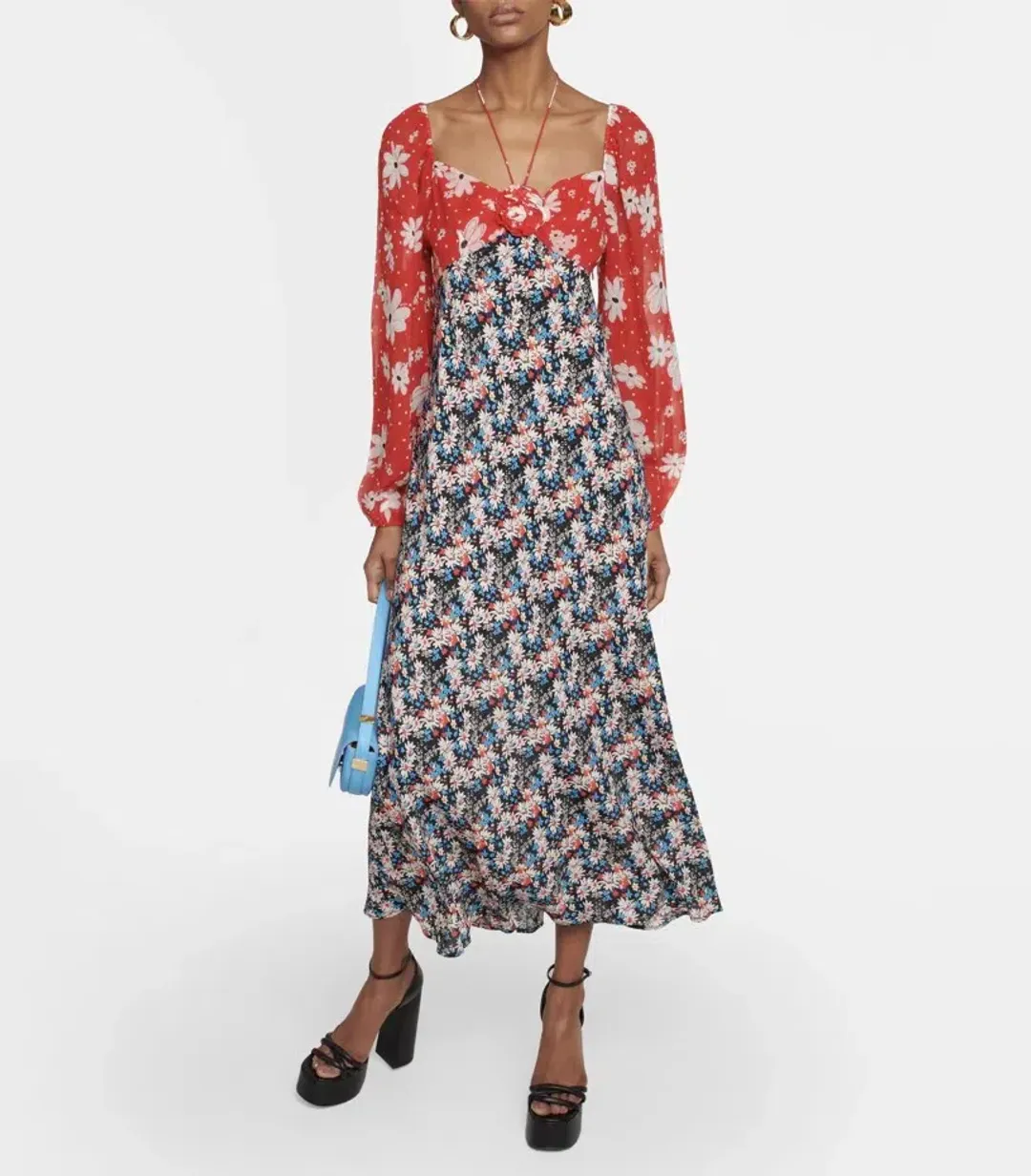 Rixo Jeanie Dress Multi Floral Size XXS / AU 6 for rent on The Volte - main image