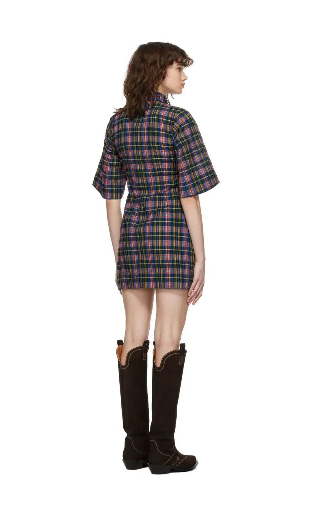 Ganni Seersucker Check Dress Print Size 8 for rent on The Volte - main image