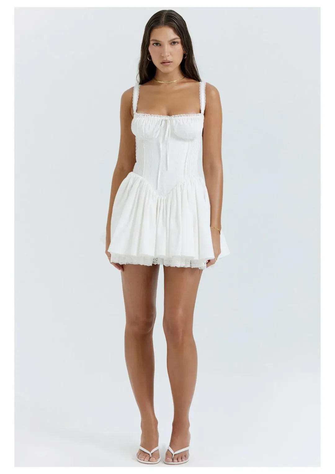 House of CB Pietra Corset Mini Dress White Size 8  for rent on The Volte - main image