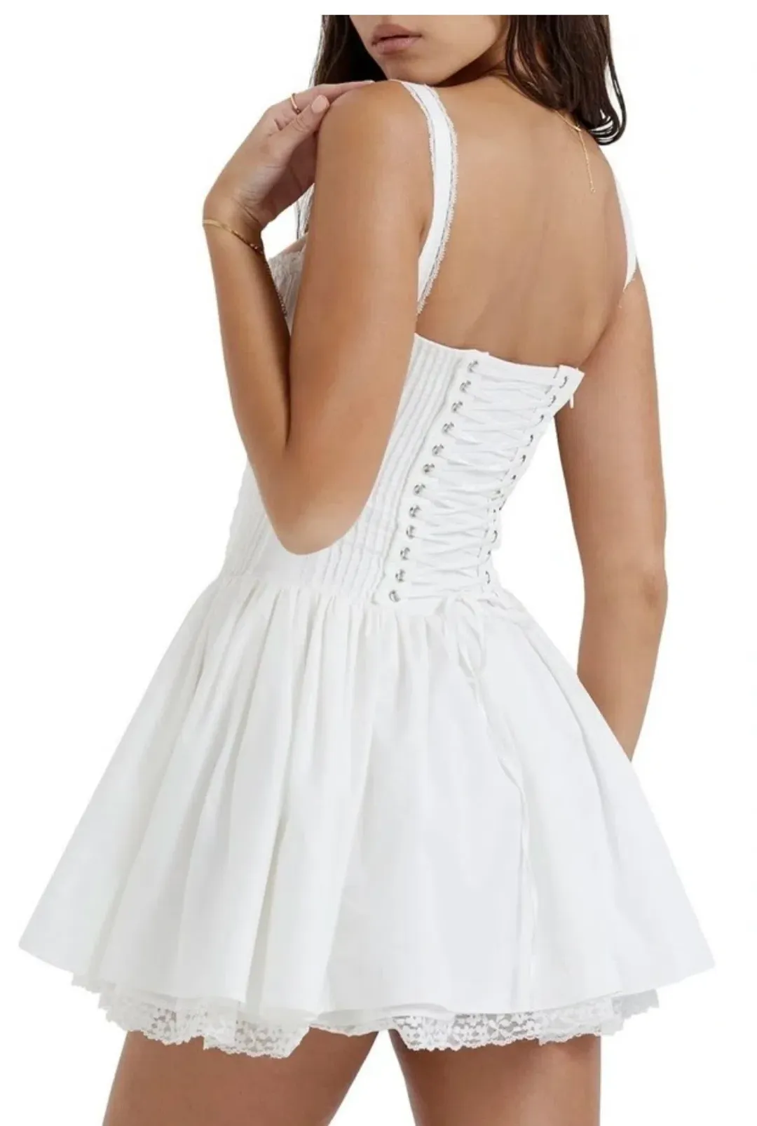 House of CB Pietra Corset Mini Dress White Size 8  for rent on The Volte - main image