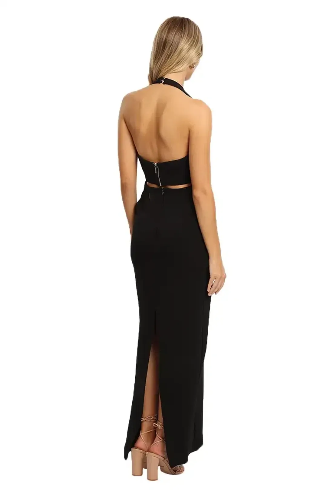 Nicholas Bandage Halter Plunge Gown in Black Size 6 for rent on The Volte - main image