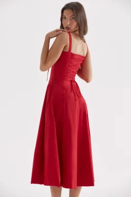 House of CB Carmen Bustier Sundress Red Rose Size S / AU 8 for rent on The Volte - image 3