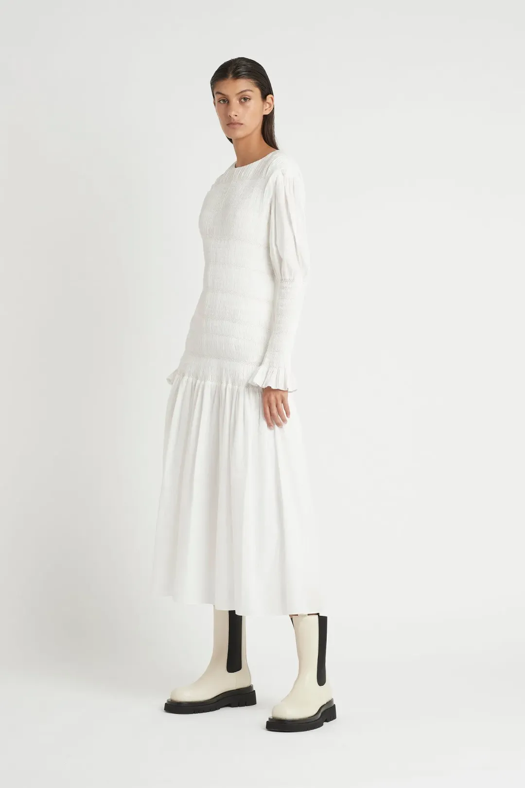 Sir The Label Cecil Long Sleeve Midi Dress White Size 0/Au 6 for rent on The Volte - main image