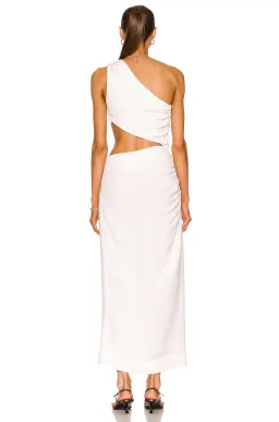 Sir The Label Clemence One Shoulder Midi Dress Ivory Size 0/AU 6  for rent on The Volte - image 4