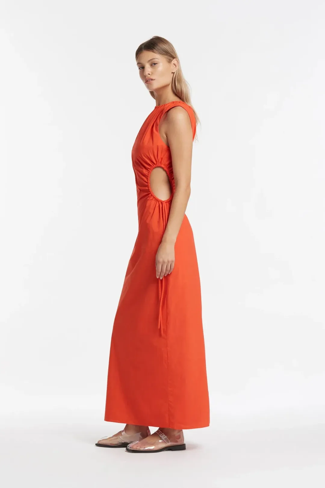 Sir The Label Anja Cutout Cotton Maxi Dress in Red Size 6 for rent on The Volte - main image