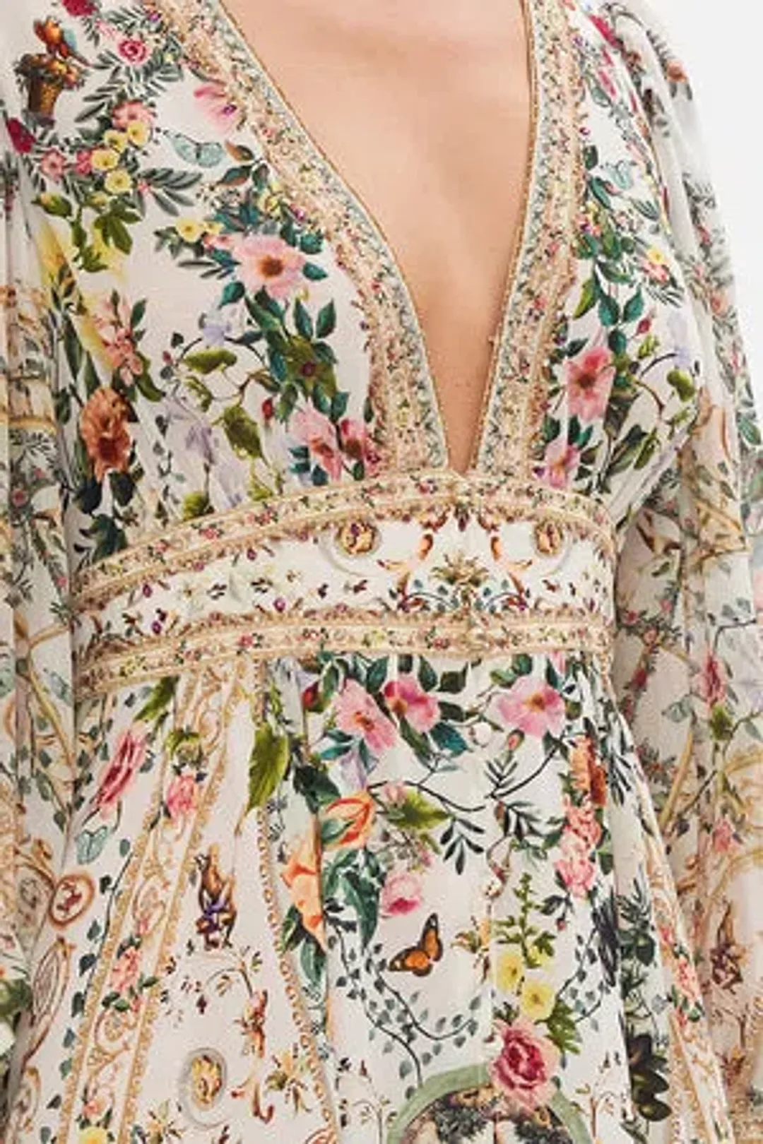 Camilla Renaissance Romance Long Button Front Dress Floral Size 12  for rent on The Volte - main image