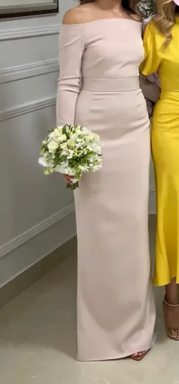 Off the Shoulder Maxi Dress Baby Pink Nude Size 8 for rent on The Volte - image 1