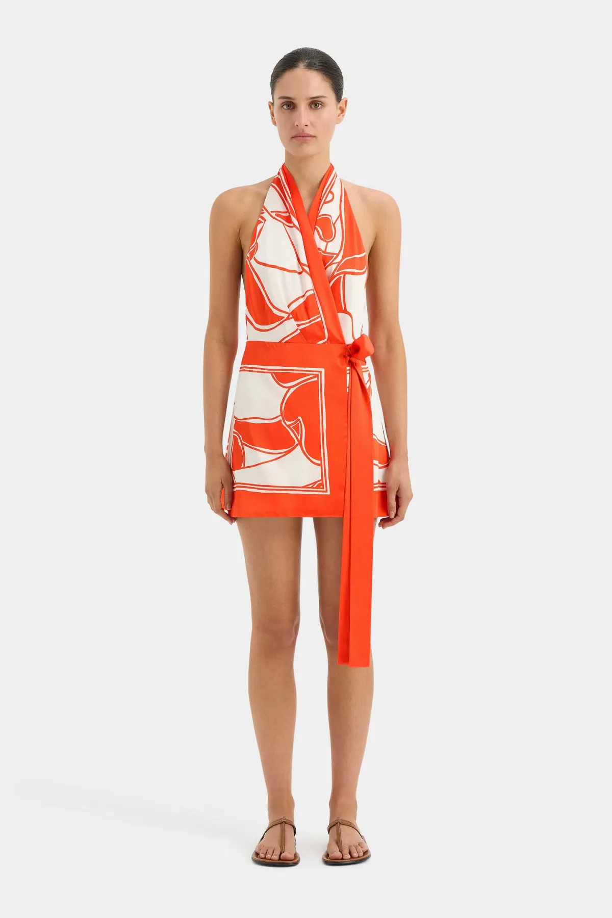 Sir the Label Ramona Wrap Halter Mini Dress Mariposa Lily Size 2 / AU 10 for rent on The Volte - main image