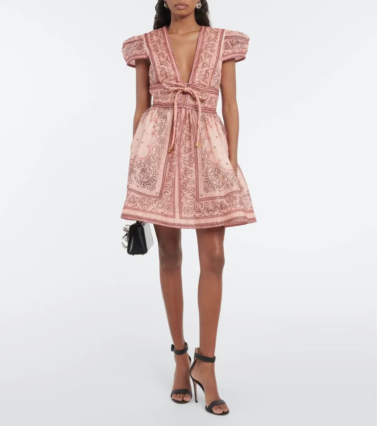 Zimmermann Matchmaker Structured Mini Dress Pink Bandana Size 0 / AU 8 for rent on The Volte - main image