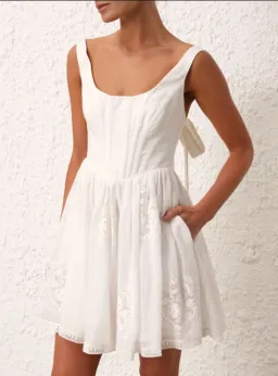 Zimmermann Alight Corset Mini Dress in Ivory Size 0 / AU 8 for rent on The Volte - image 3