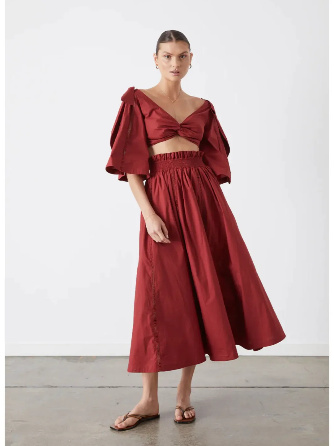 Joslin Studio Hollie Organic Cotton Crop Top + Skirt set Size 8  for rent on The Volte - main image