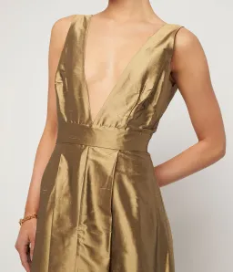 Beare Park Box Pleat Silk Gown in Marigold Gold Size AU 6 for rent on The Volte - image 2