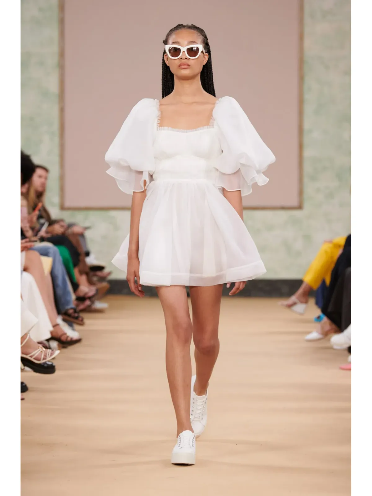Aje Astrid Tie Back Mini Dress Ivory Size AU 6   for rent on The Volte - main image