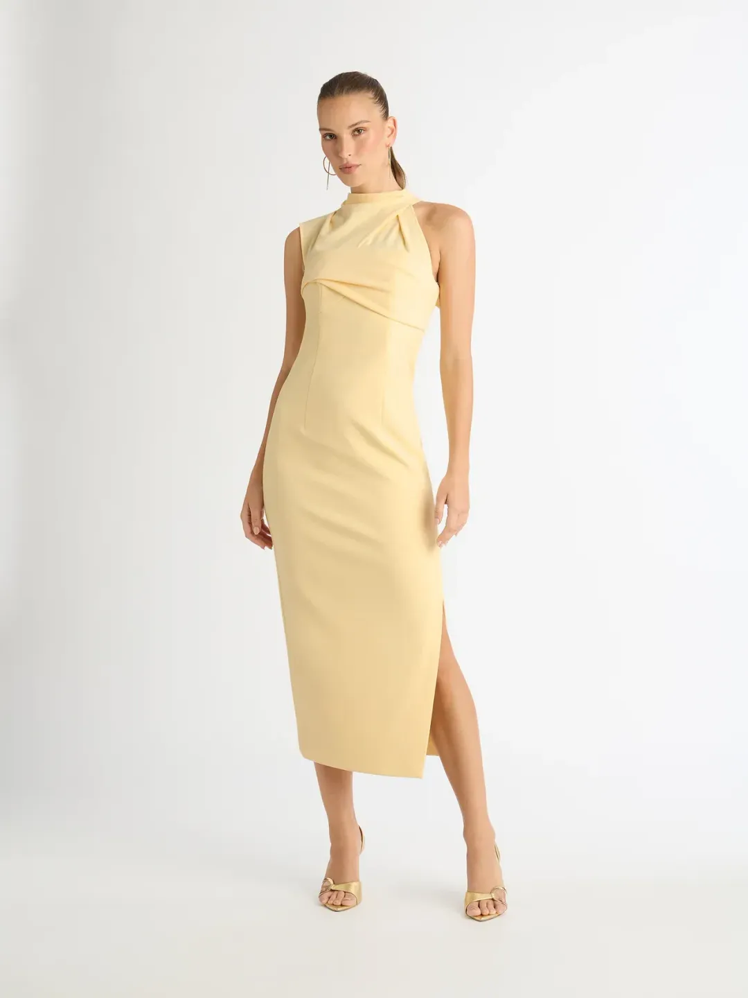 Shieke Zoe Midi Dress Yellow Size AU 6 for rent on The Volte - main image
