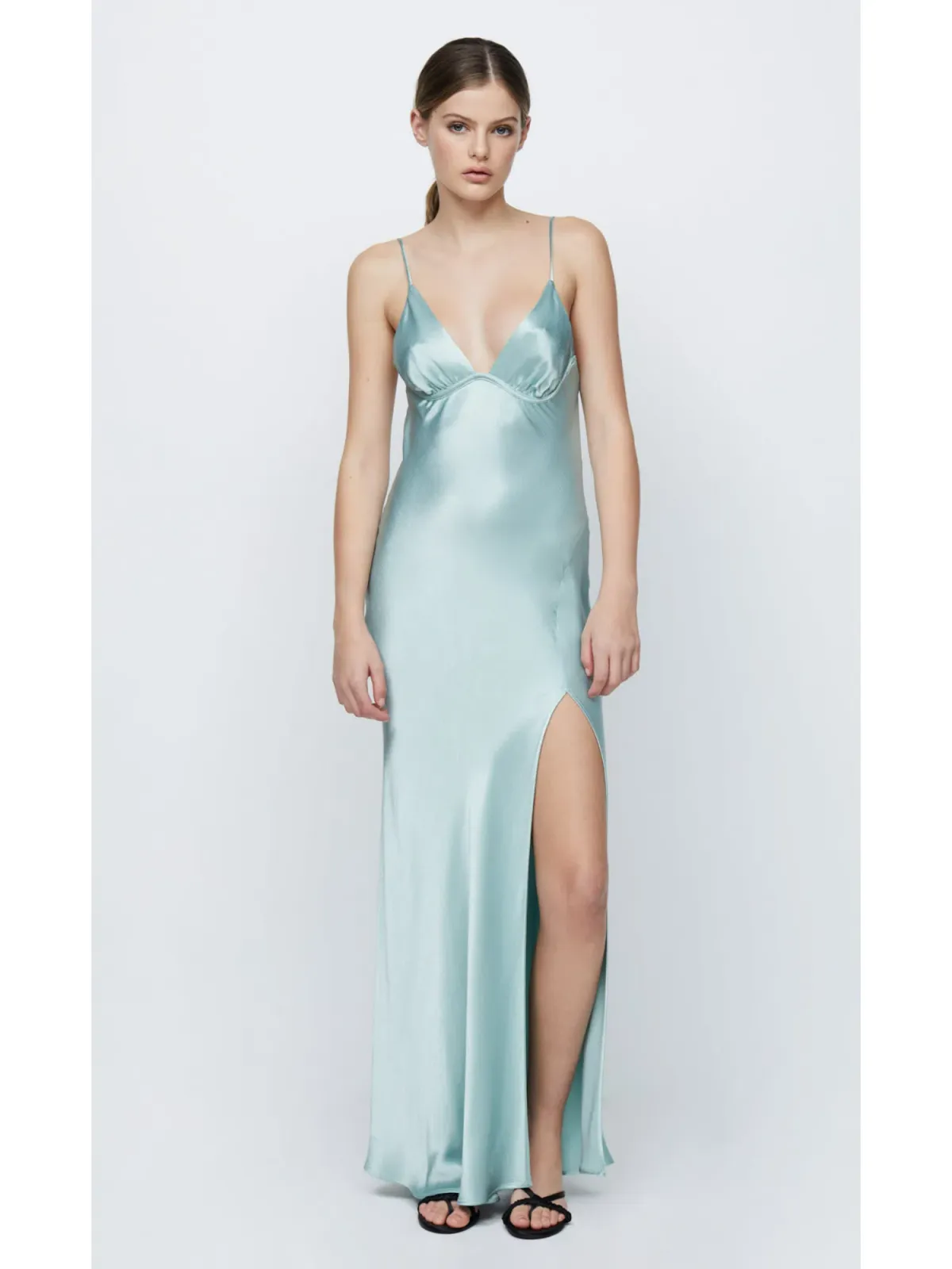 Bec & Bridge Ren Split Maxi Dress Seafoam Green Size AU 6 for rent on The Volte - main image