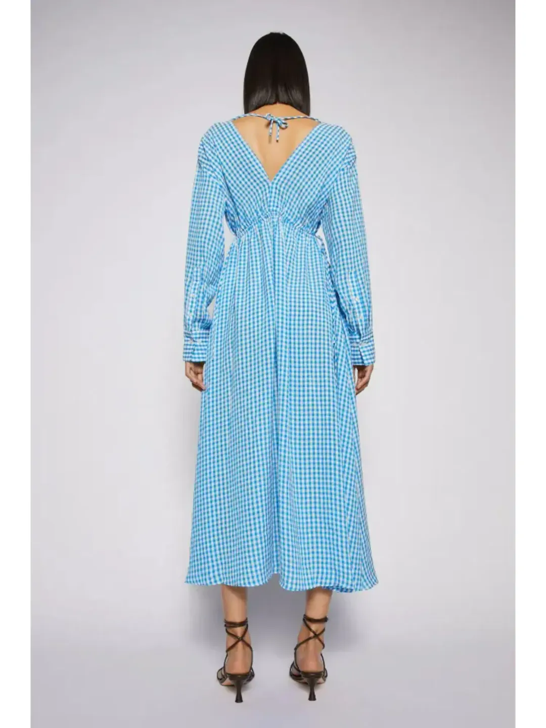 Scanlan Theodore Gingham V Neck Dress Aqua Blue Size AU 10 for rent on The Volte - main image