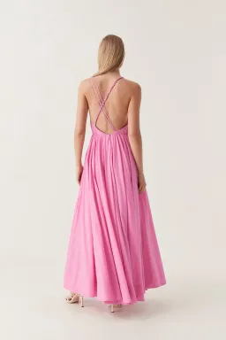 Aje Vellum Maxi Dress Pink Size 8 for rent on The Volte - image 2