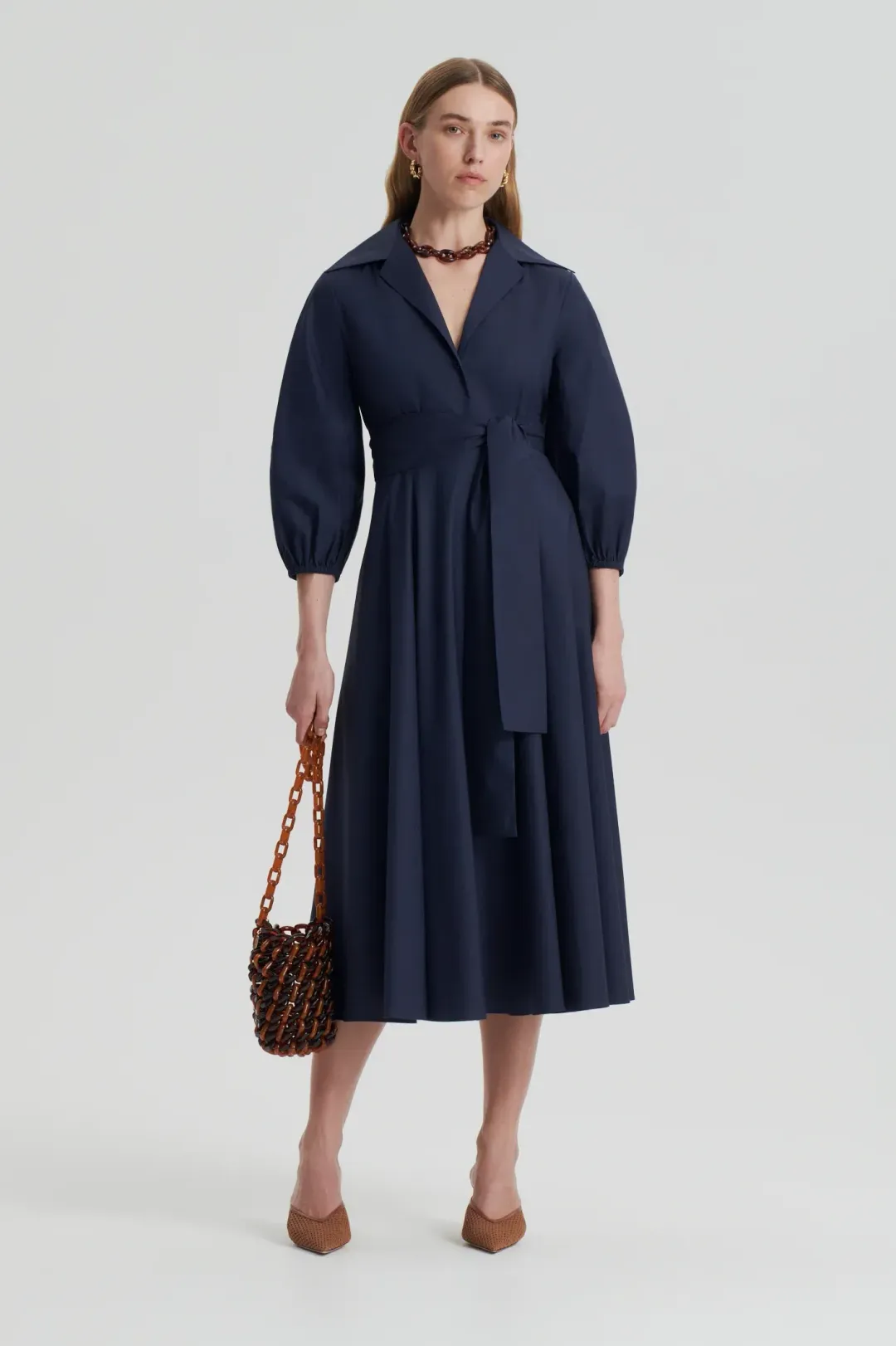 Scanlan Theodore Parachute Cotton Twist Dress Navy Size 10  for rent on The Volte - main image