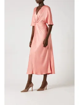 Scanlan Theodore Cocoon Turban Twist Dress Coral Size AU 10 for rent on The Volte - image 2