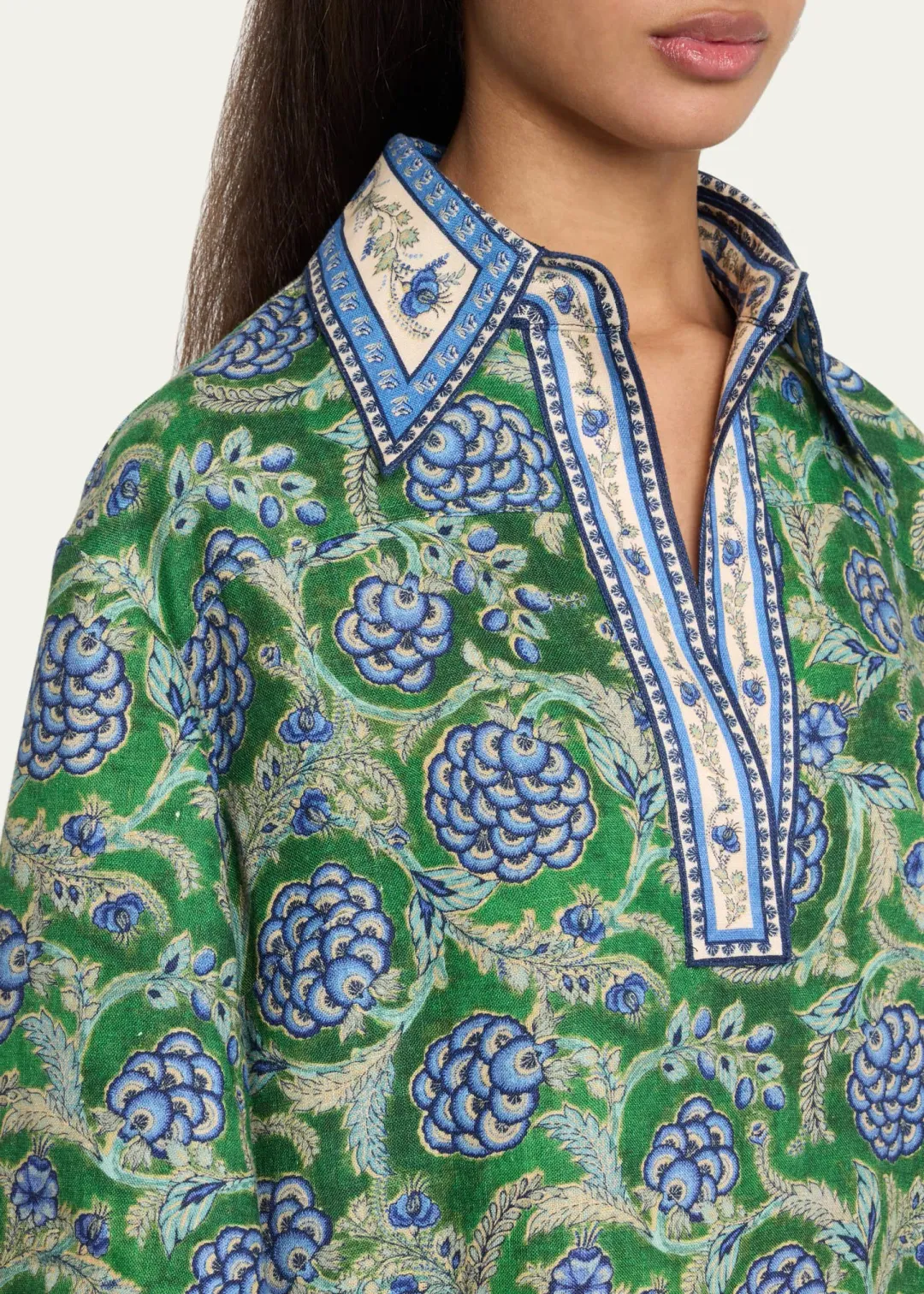 Zimmermann The Junie Tunic Dress in Green/Blue Floral Size 2 / AU 12 for rent on The Volte - main image