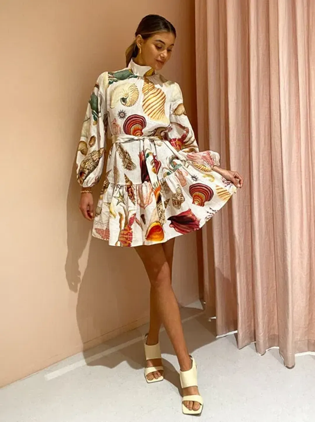 Alemais Atlantis Smock Mini Dress Print Size 10 for rent on The Volte - main image