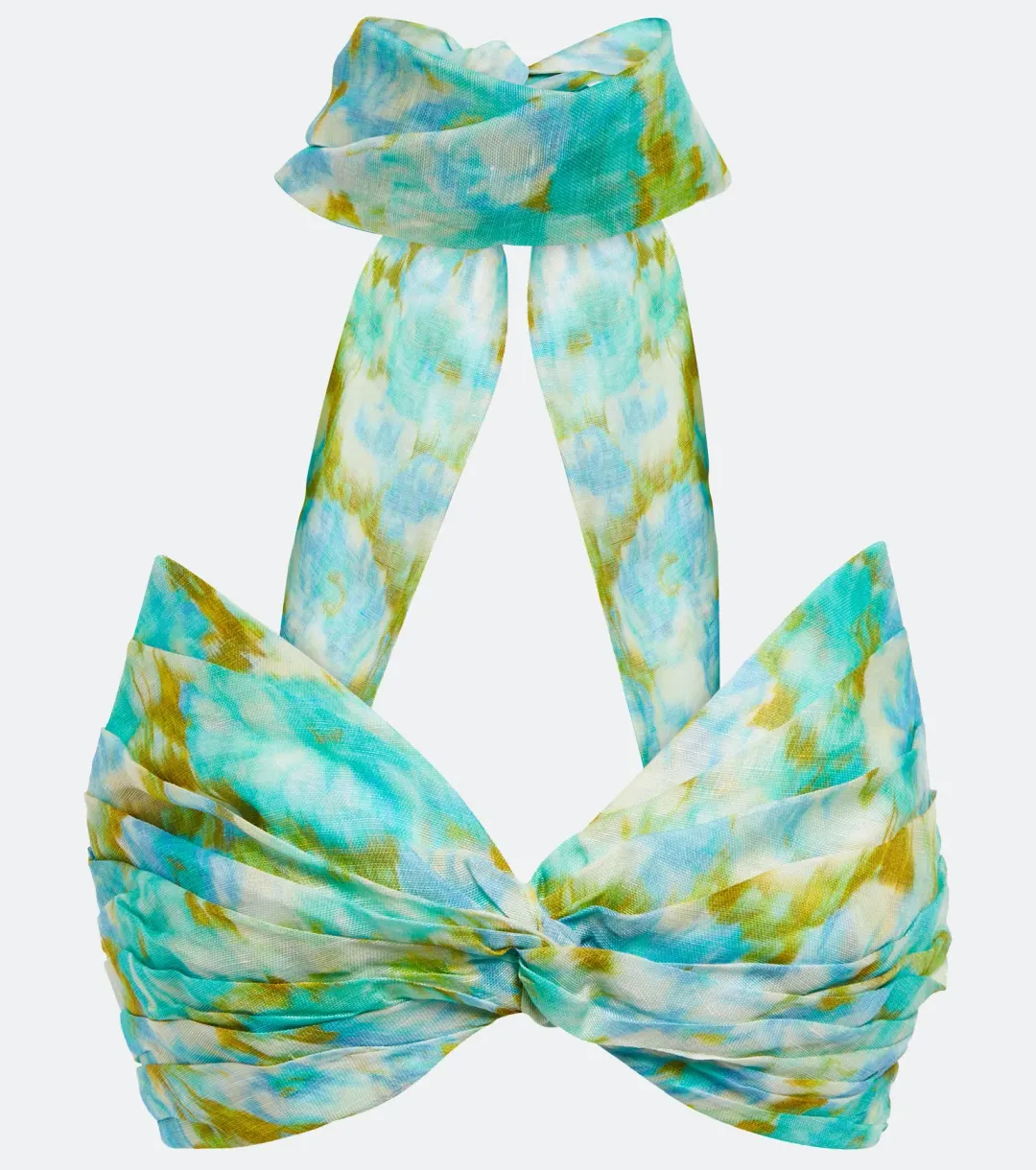 Zimmermann High Tide Twist Crop Bodice Size 3 / AU 14 & Maxi Skirt Size 2 / AU 12 Set in Aqua Ikat Floral for rent on The Volte - main image