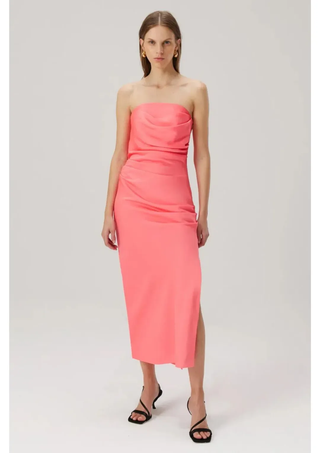 MISHA Saoirse Midi Dress Watermelon Pink Size 6/XS for rent on The Volte - main image