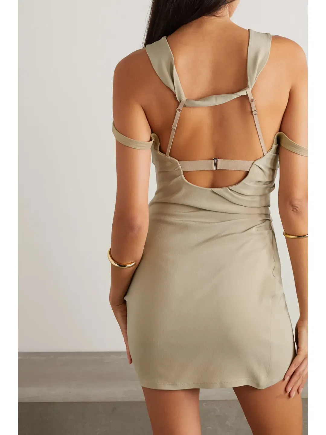 Jacquemus Soffio Crepe Mini Dress Beige Size 34 / AU 6 for rent on The Volte - main image