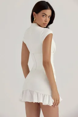 House of CB Tianna Ivory Ruffle Corset Dress White Size 8 for rent on The Volte - image 3