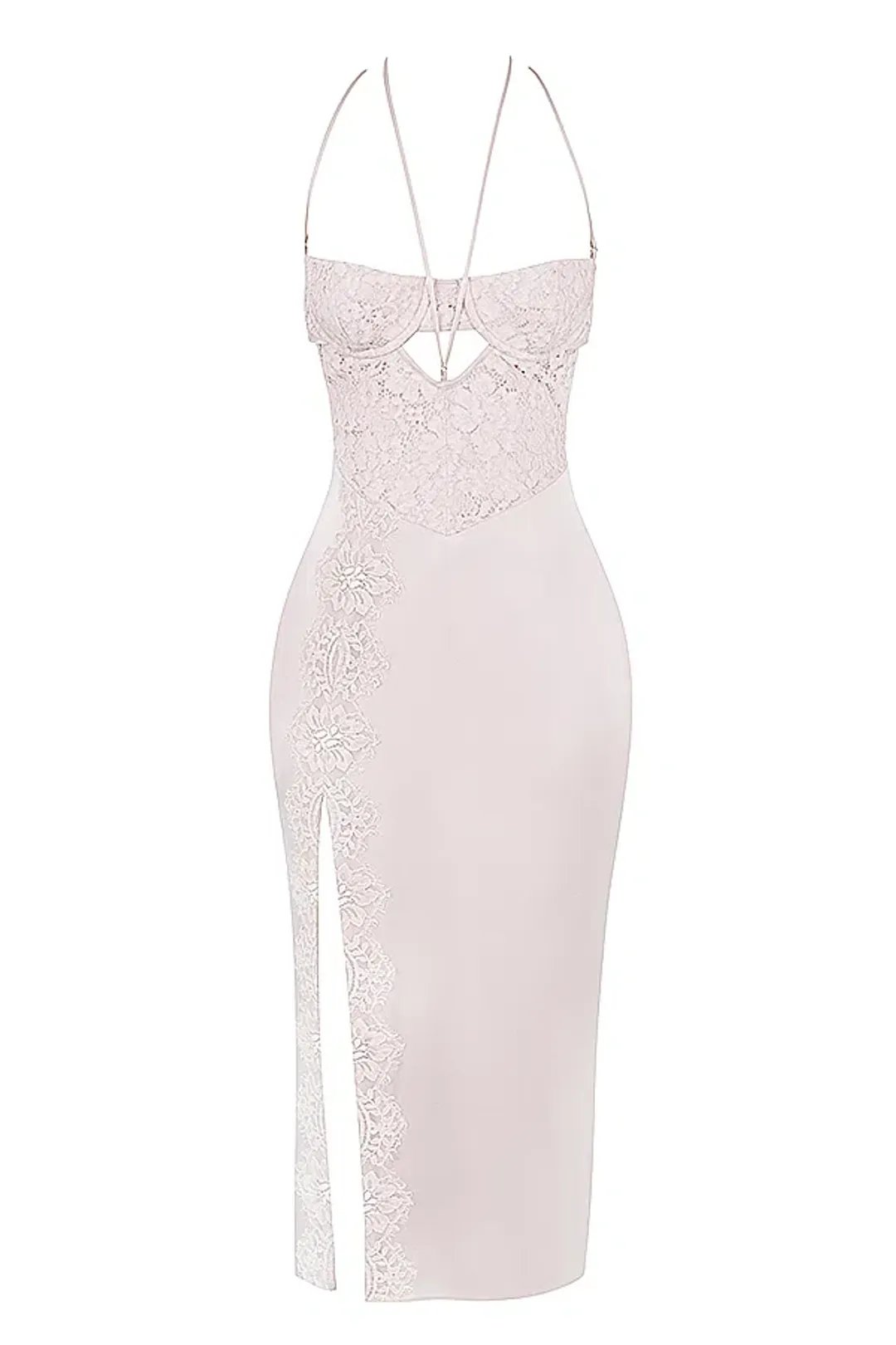 House of CB Georgia Crystal Satin and Lace Dress Pink Size S / AU 8 for rent on The Volte - main image