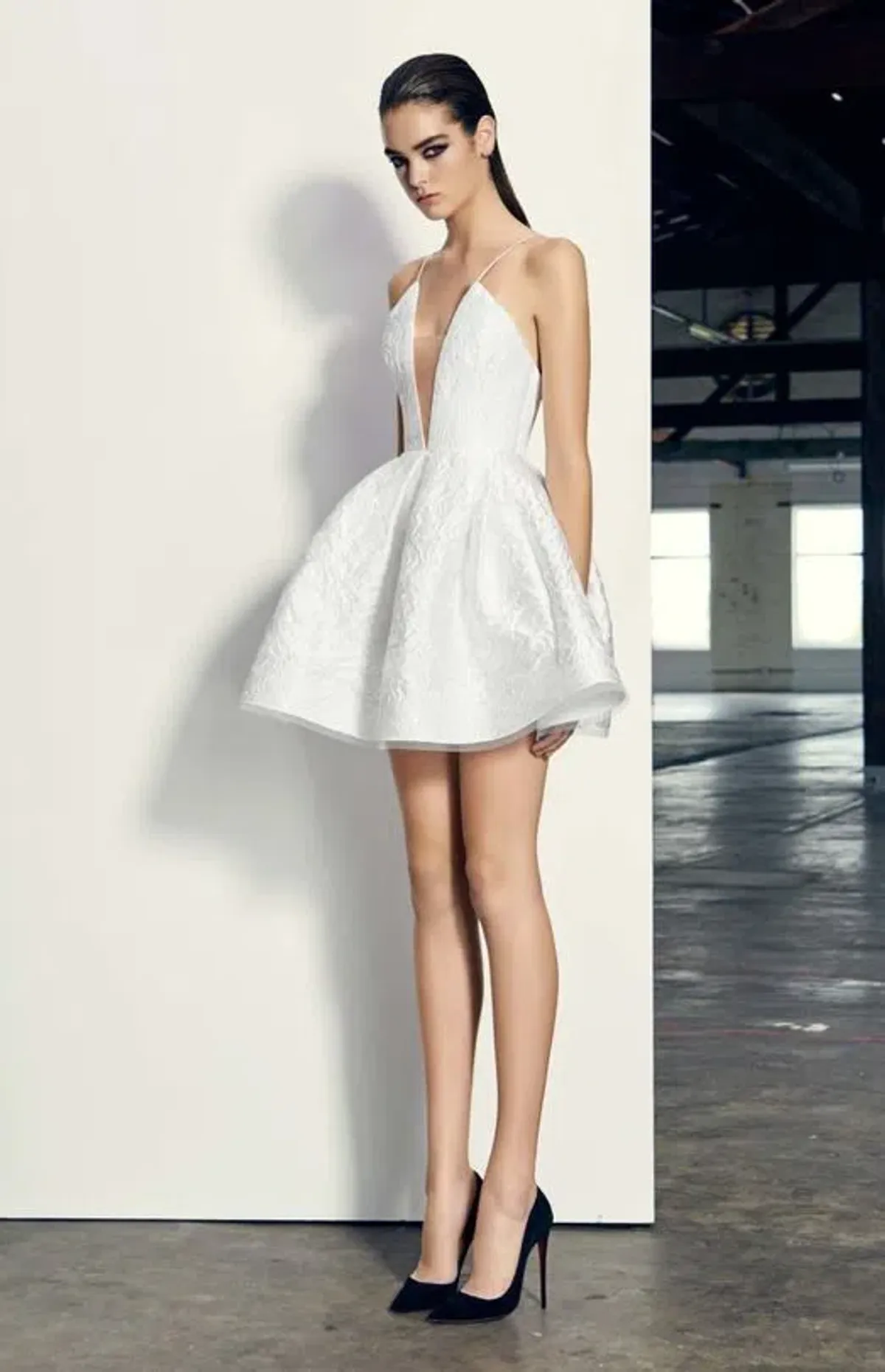 Alex Perry Floral Brocade Mini Dress White Size 6 for rent on The Volte - main image