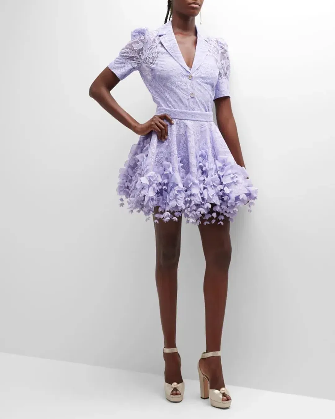 Zimmermann High Tide Lace Blouse & Flip Mini Skirt Set Periwinkle Size 3 / AU 14 for rent on The Volte - main image