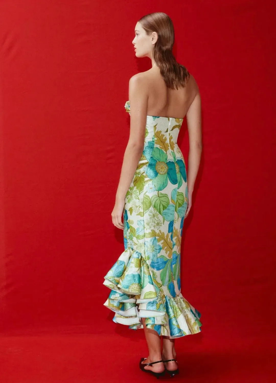 Alemais Janis Strapless Midi Dress Print Size AU 8 for rent on The Volte - main image