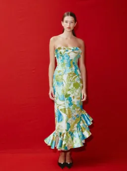 Alemais Janis Strapless Midi Dress Print Size AU 14 for rent on The Volte - image 1